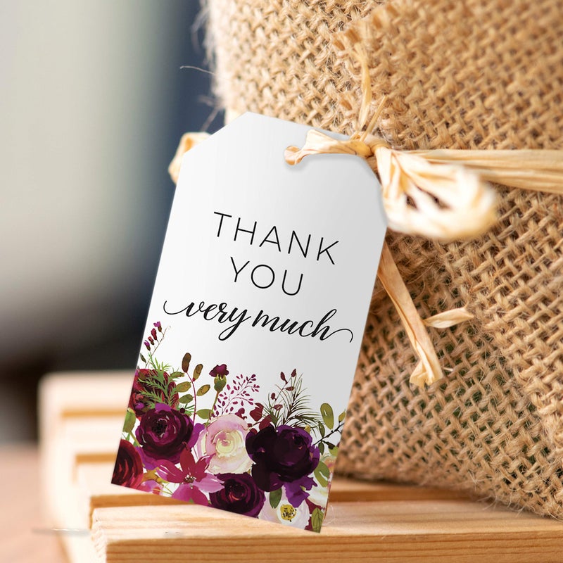 Canopy Street Fall Floral Favor Thank You Tags / 100 Thank You Very Much Autumn Flower Wedding Favors / 2" x 3.5" Thanks Party Favor Tags/Made in The USA - Image 5